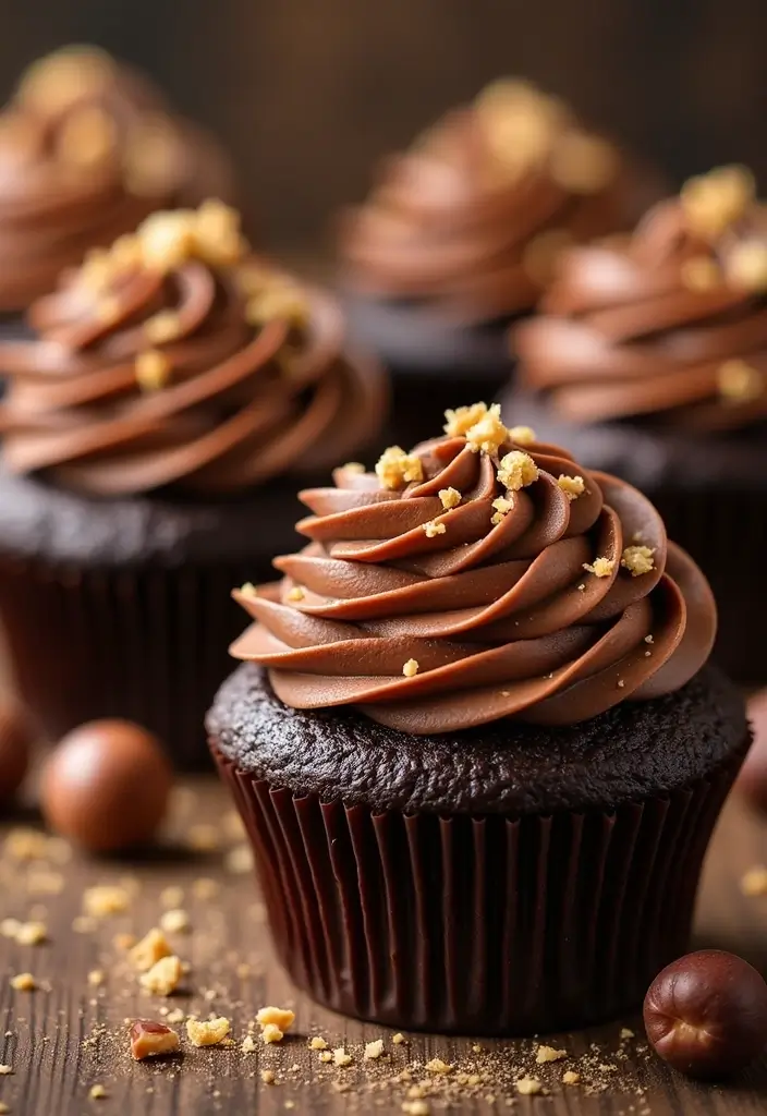 30 Fun Cupcake Decorating Ideas for Beginners: Fall Edition - 5. Chocolate Hazelnut Cupcakes
