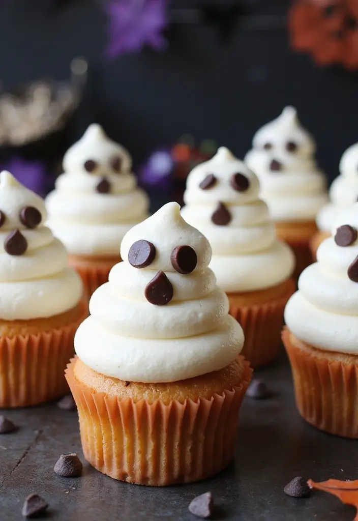 30 Fun Cupcake Decorating Ideas for Beginners: Fall Edition - 7. Ghostly Cupcakes for Halloween