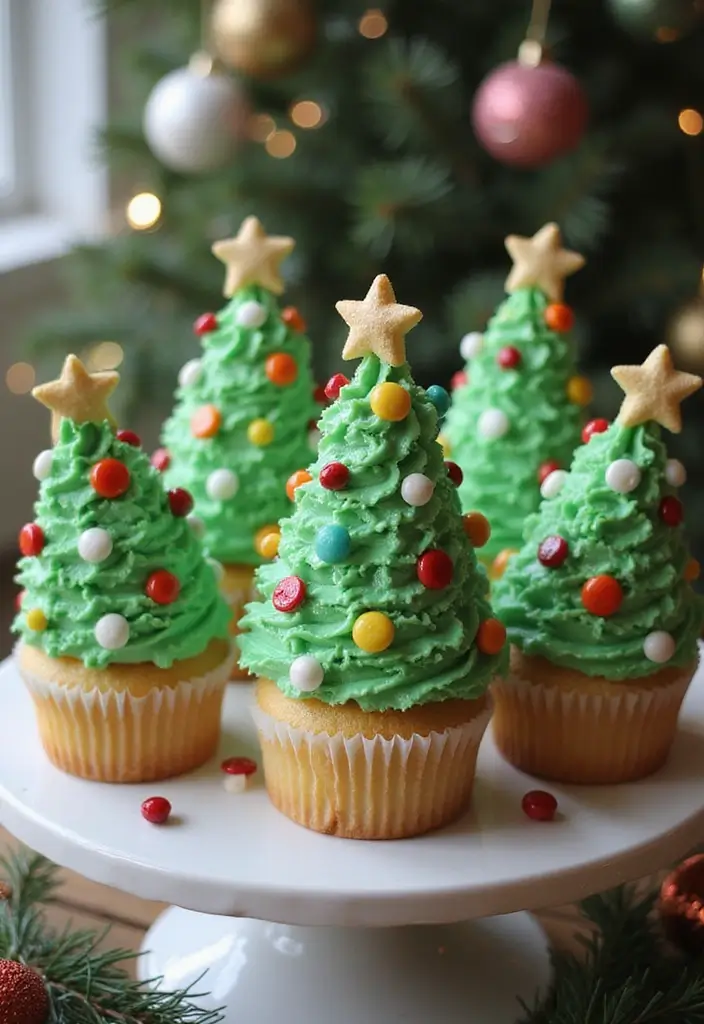 30 Fun Cupcake Decorating Ideas for Family Baking Nights - 1. Classic Christmas Tree Cupcakes