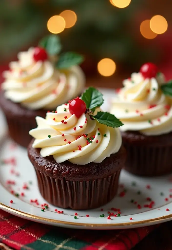 30 Fun Cupcake Decorating Ideas for Family Baking Nights - 11. Christmas Pudding Cupcakes