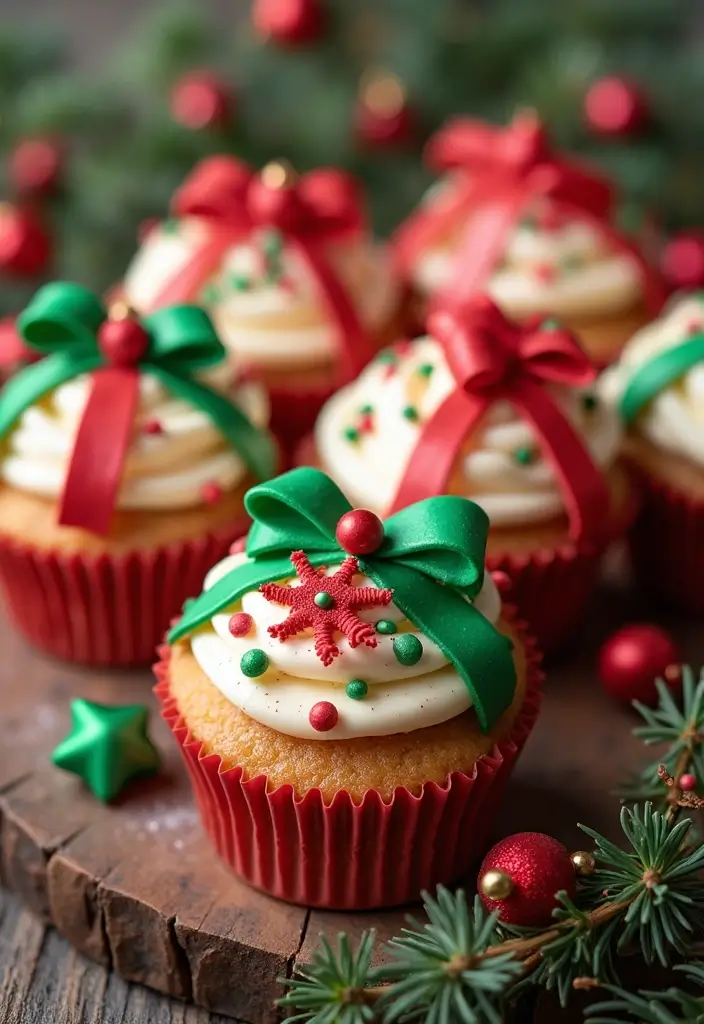 30 Fun Cupcake Decorating Ideas for Family Baking Nights - 13. Christmas Gift Cupcakes
