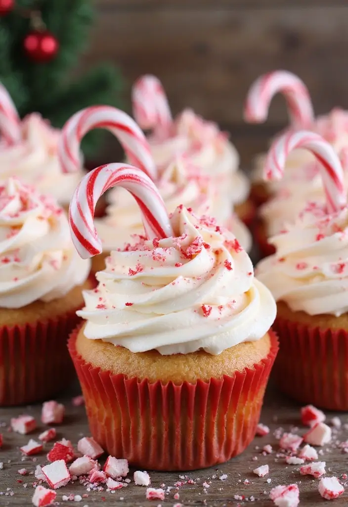 30 Fun Cupcake Decorating Ideas for Family Baking Nights - 17. Candy Cane Cupcakes