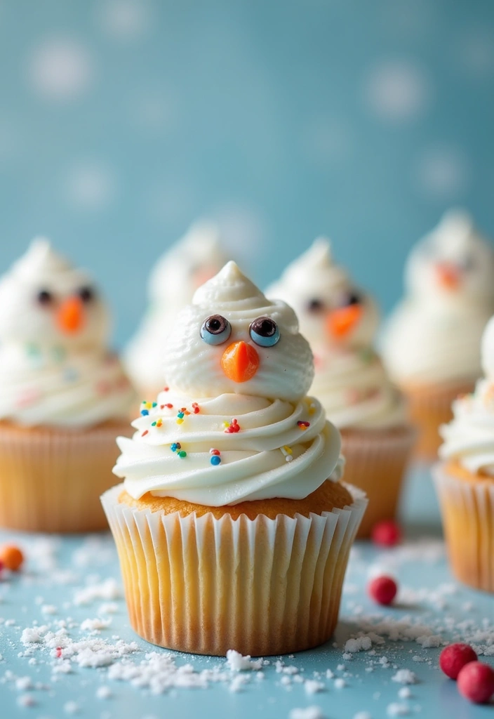 30 Fun Cupcake Decorating Ideas for Family Baking Nights - 2. Snowman Cupcakes