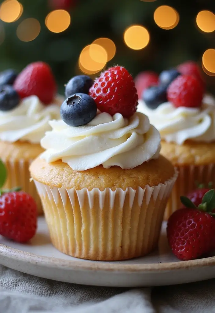 30 Fun Cupcake Decorating Ideas for Family Baking Nights - 20. Holiday Berry Cupcakes