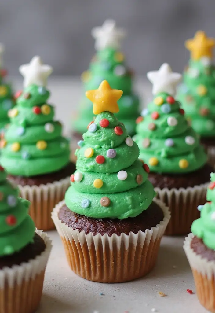 30 Fun Cupcake Decorating Ideas for Family Baking Nights - 21. Christmas Tree Truffle Cupcakes