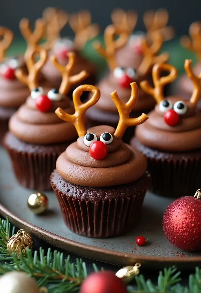 30 Fun Cupcake Decorating Ideas for Family Baking Nights - 3. Reindeer Cupcakes