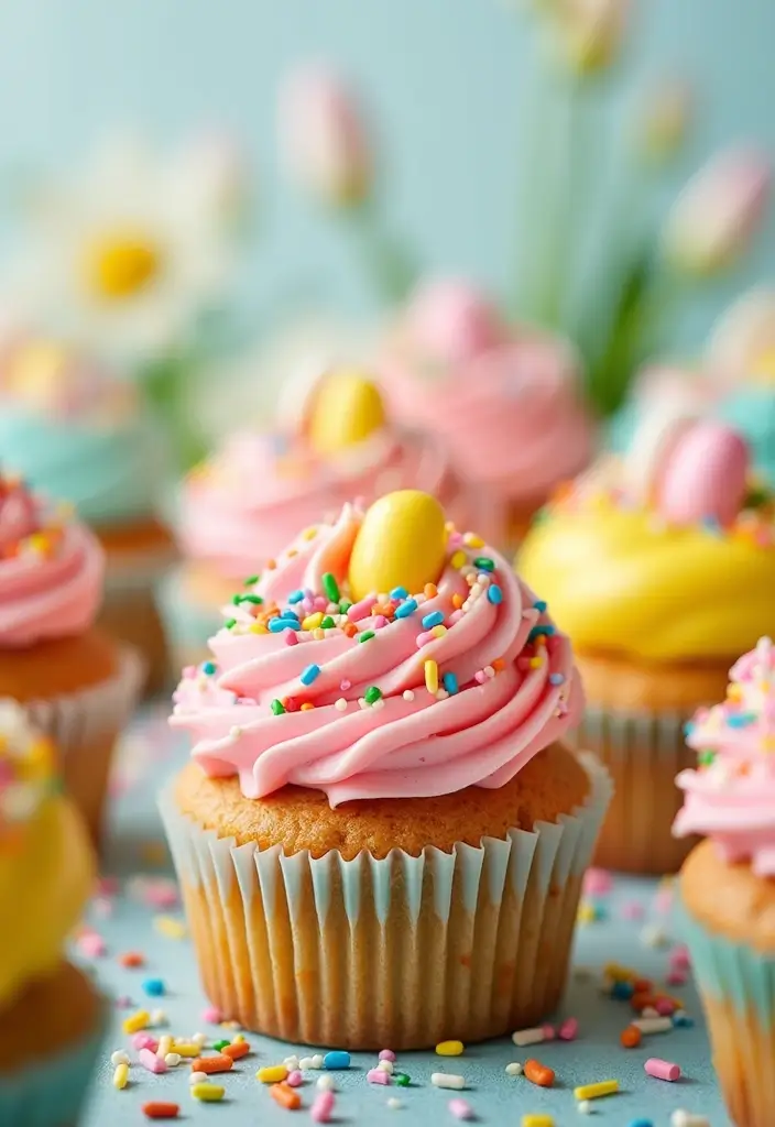 30 Gourmet Cupcake Ideas for Your Inner Pastry Chef - 13. Funfetti Easter Cupcakes