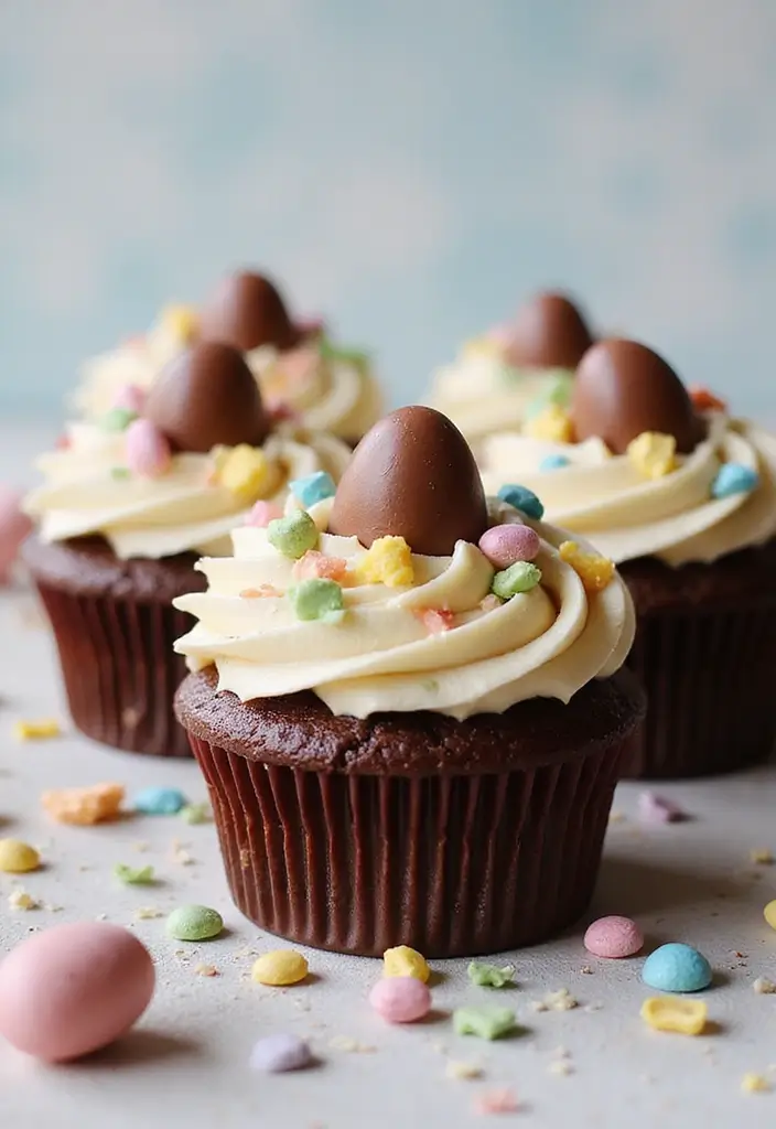 30 Gourmet Cupcake Ideas for Your Inner Pastry Chef - 2. Chocolate Egg Surprise Cupcakes