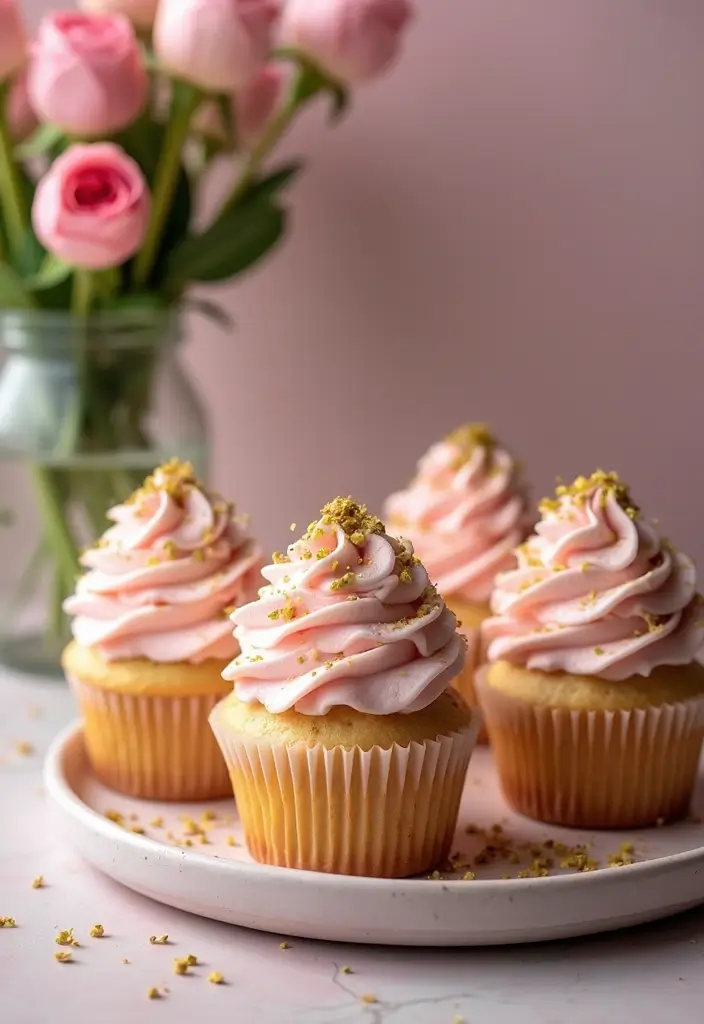 30 Gourmet Cupcake Ideas for Your Inner Pastry Chef - 27. Pistachio Rose Cupcakes