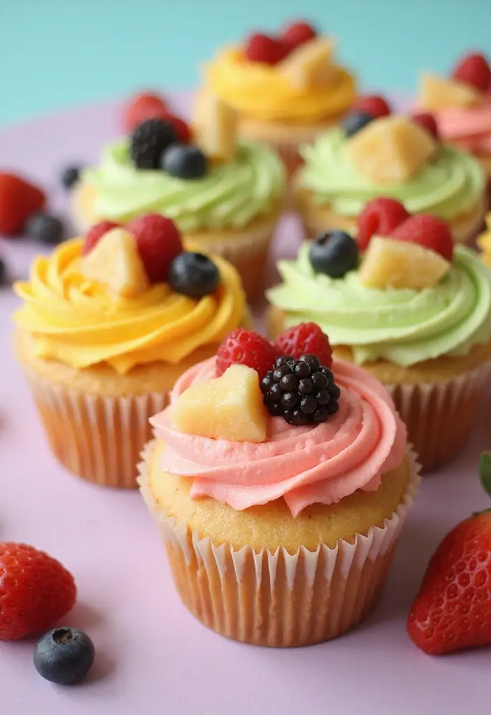 30 Gourmet Cupcake Ideas for Your Inner Pastry Chef - 29. Fun Fruity Cupcakes