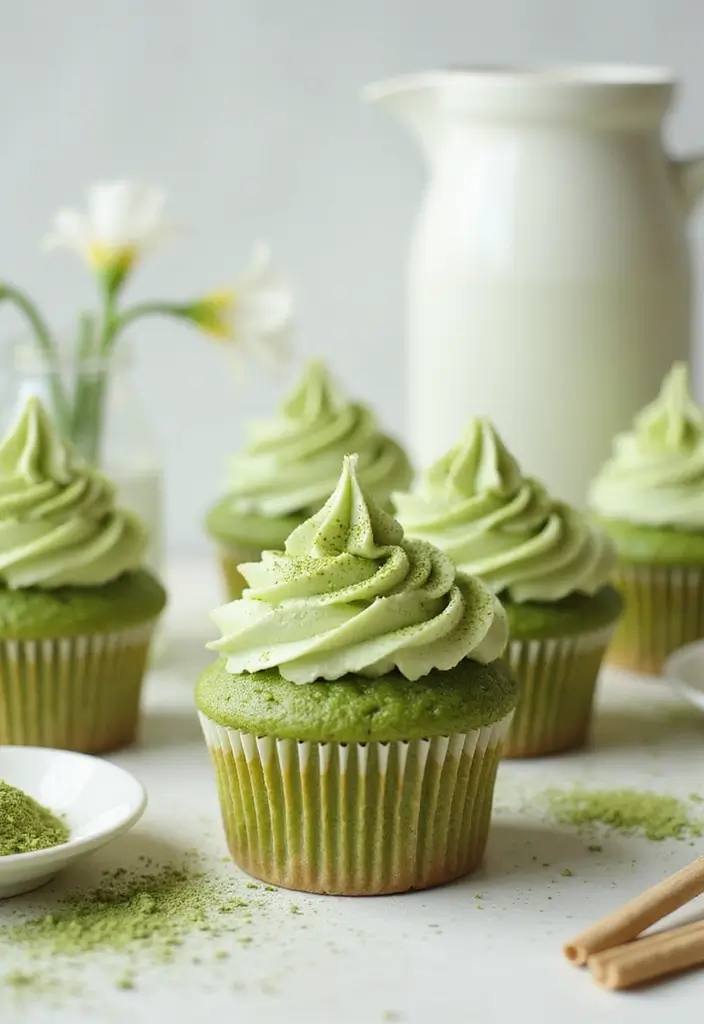 30 Gourmet Cupcake Ideas for Your Inner Pastry Chef - 30. Matcha Green Tea Cupcakes