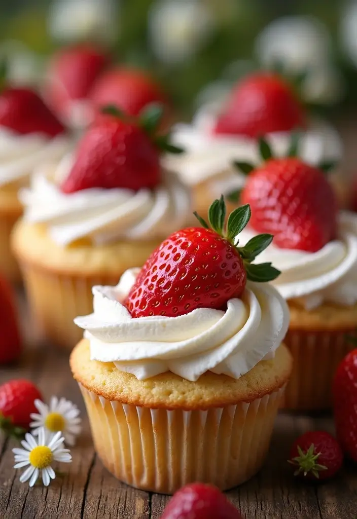 30 Gourmet Cupcake Ideas for Your Inner Pastry Chef - 6. Strawberry Shortcake Cupcakes