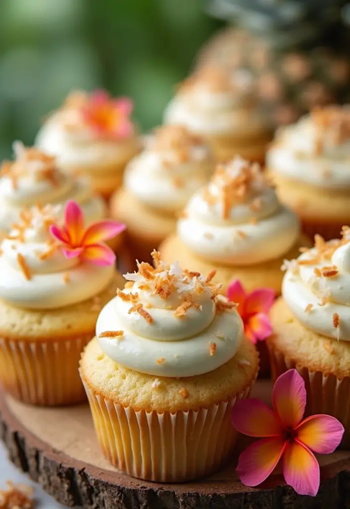 30 Gourmet Cupcake Ideas for Your Inner Pastry Chef - 7. Tropical Coconut Cupcakes