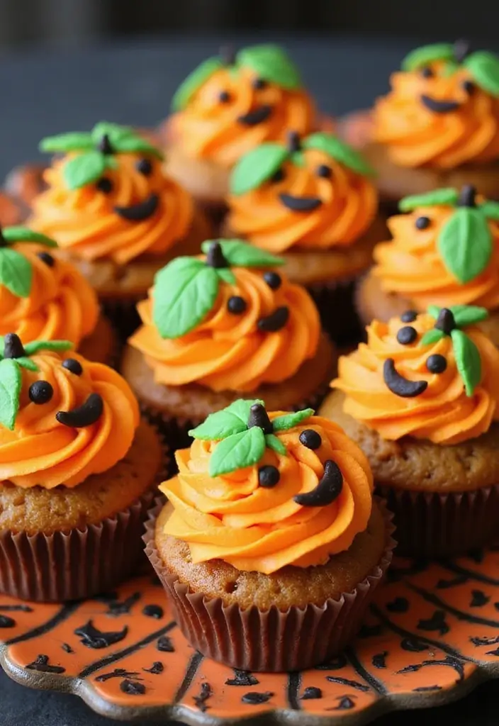 30+ Halloween Cupcake Ideas That Are Spooky Sweet & Fun to Make - 14. Jack-o'-Lantern Cupcakes