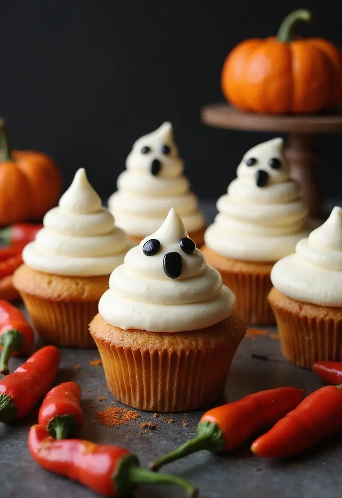30+ Halloween Cupcake Ideas That Are Spooky Sweet & Fun to Make - 15. Ghost Pepper Cupcakes