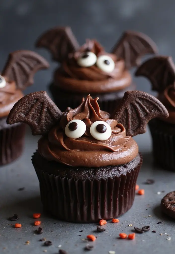 30+ Halloween Cupcake Ideas That Are Spooky Sweet & Fun to Make - 16. Bat Cupcakes