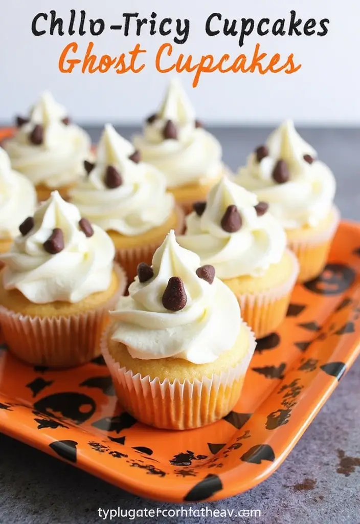 30+ Halloween Cupcake Ideas That Are Spooky Sweet & Fun to Make - 18. Cheesy Ghost Cupcakes