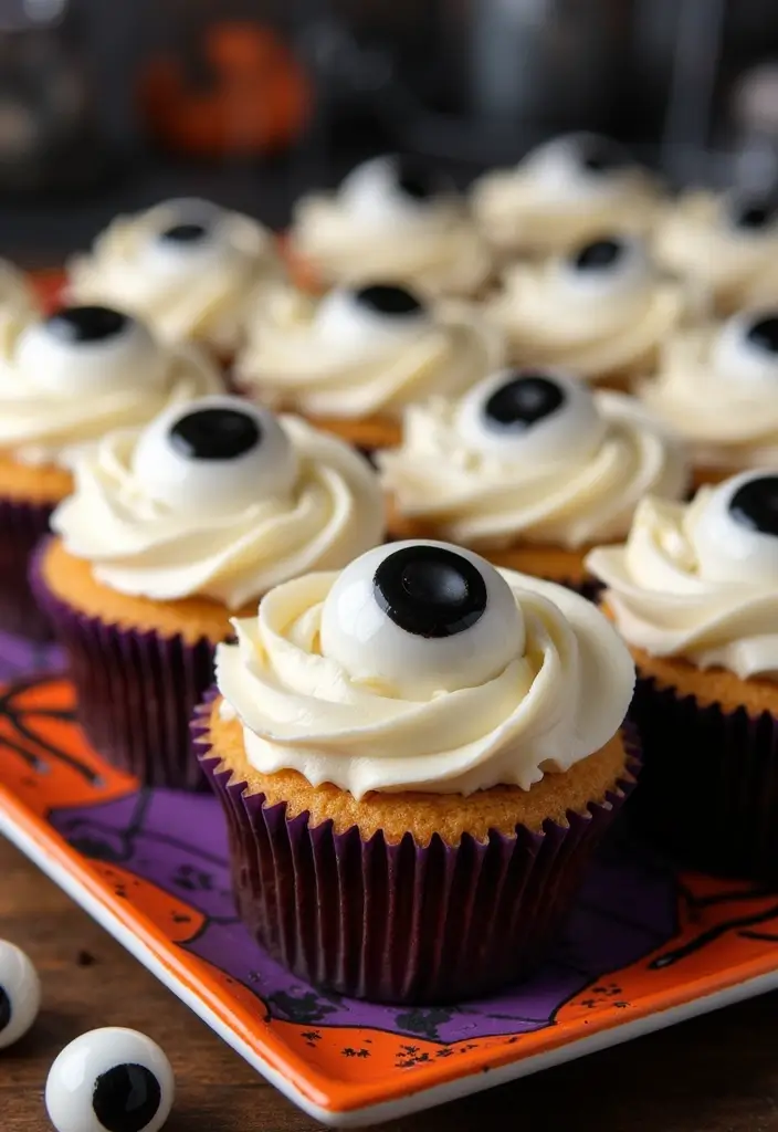30+ Halloween Cupcake Ideas That Are Spooky Sweet & Fun to Make - 22. Eyeball Cupcakes