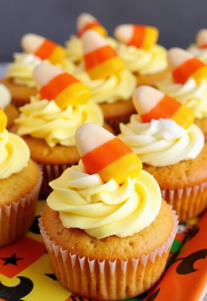 30+ Halloween Cupcake Ideas That Are Spooky Sweet & Fun to Make - 6. Candy Corn Cupcakes