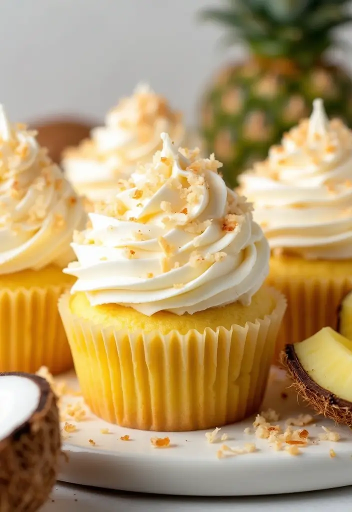30 Summer Cupcake Ideas That Are Fresh Fruity & Fun - 1. Pineapple Coconut Dream