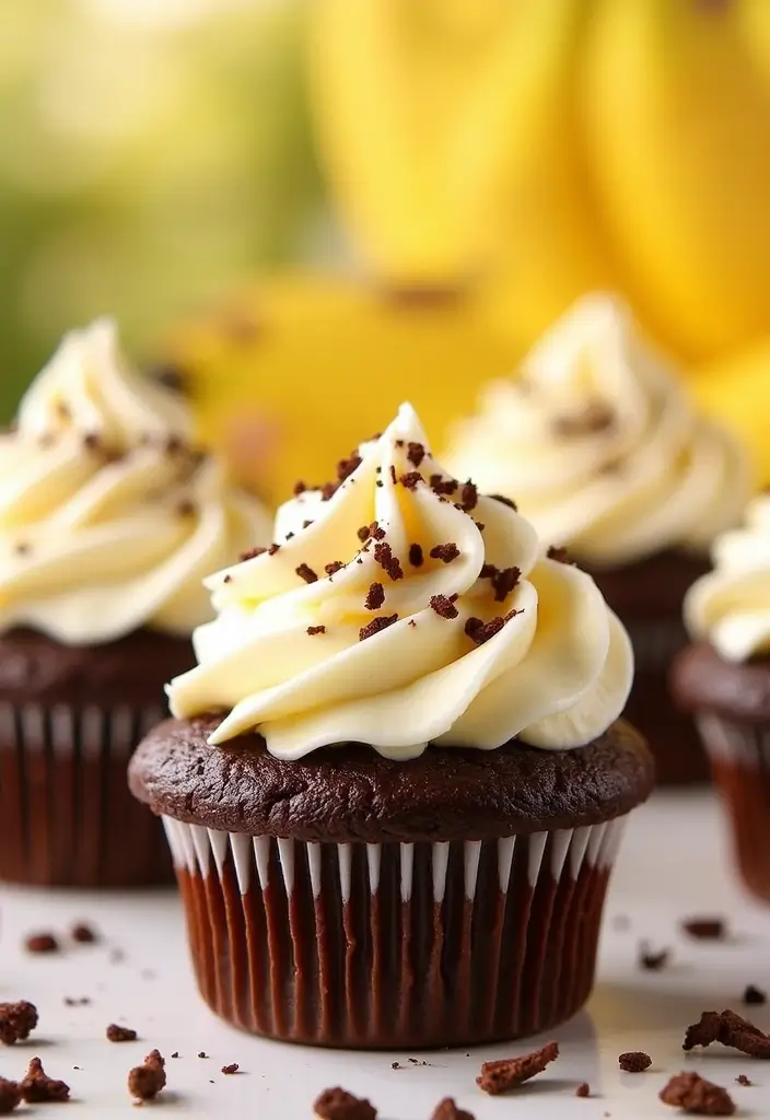 30 Summer Cupcake Ideas That Are Fresh Fruity & Fun - 12. Chocolate Banana Bliss