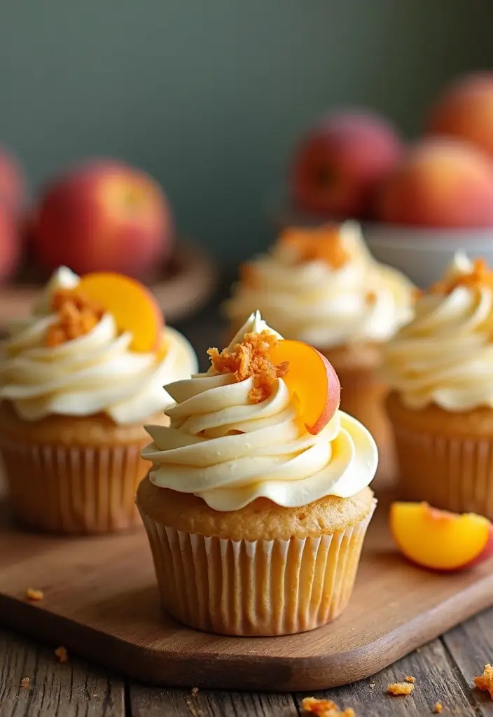 30 Summer Cupcake Ideas That Are Fresh Fruity & Fun - 19. Spiced Ginger Peach Cupcakes