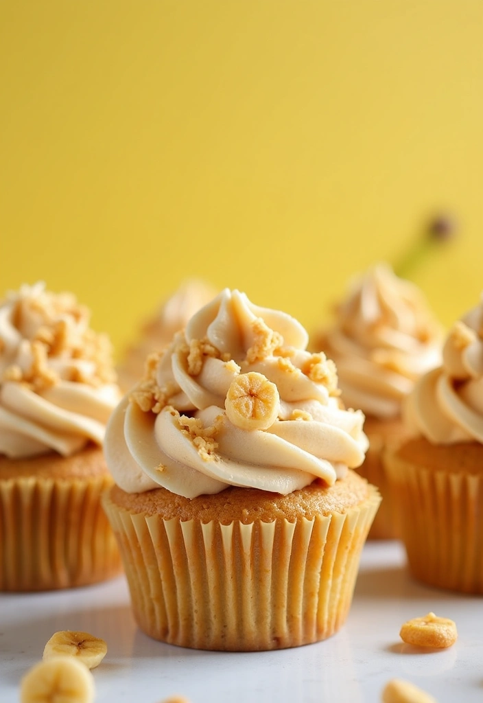 30 Summer Cupcake Ideas That Are Fresh Fruity & Fun - 23. Peanut Butter Banana Cupcakes