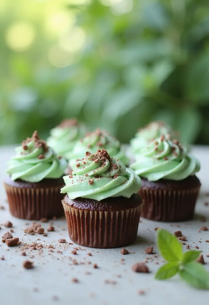 30 Summer Cupcake Ideas That Are Fresh Fruity & Fun - 24. Choco-Mint Delight Cupcakes