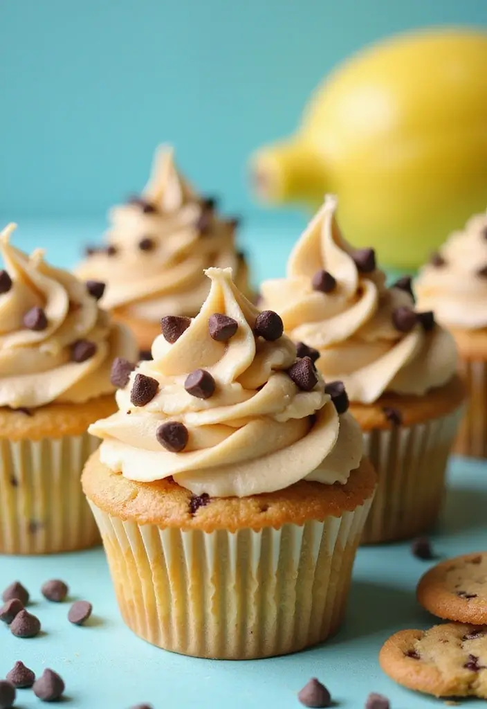 30 Summer Cupcake Ideas That Are Fresh Fruity & Fun - 26. Chocolate Chip Cookie Dough Cupcakes