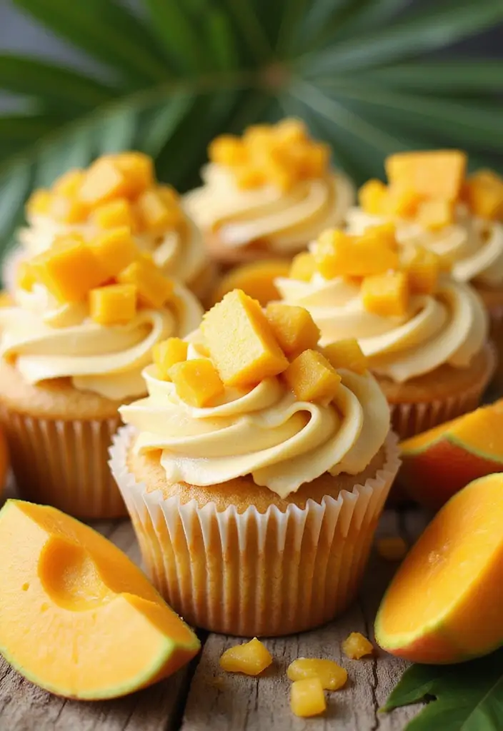 30 Summer Cupcake Ideas That Are Fresh Fruity & Fun - 3. Tropical Mango Madness