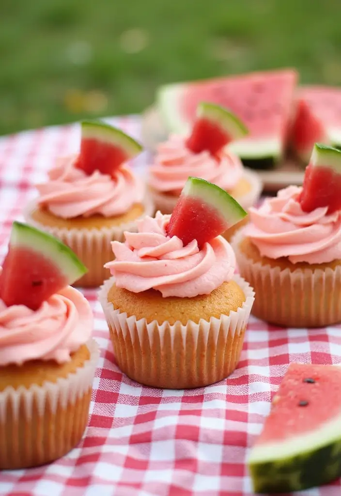 30 Summer Cupcake Ideas That Are Fresh Fruity & Fun - 8. Watermelon Fizz Cupcakes