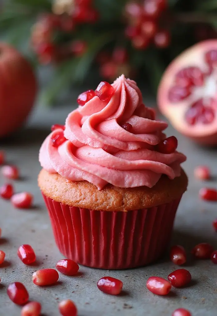 30 Wedding Cupcake Ideas for Elegant Dessert Tables - 28. Pomegranate Bliss