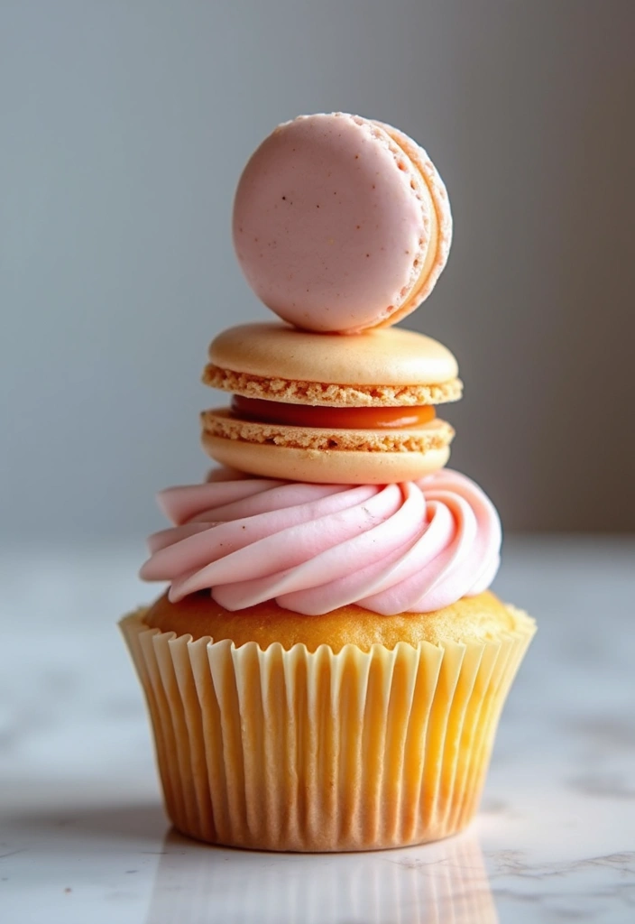 30 Wedding Cupcake Ideas for Elegant Dessert Tables - 6. Elegant Macaron Toppers