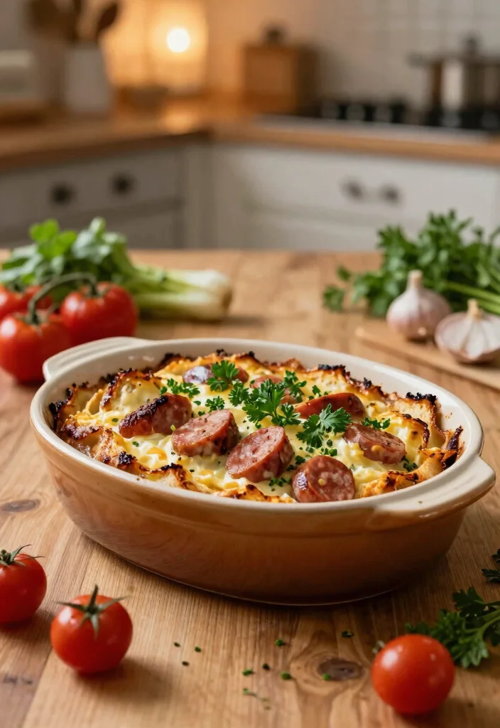 10 Bread Dinner Recipes for Cozy Simple Homemade Meals - 2. Hearty Sausage and Bread Bake