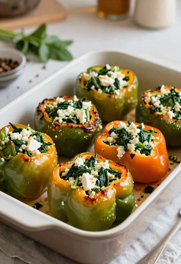 10 Five-Ingredient Vegetarian Recipes for Fast Simple Meals - 2. Spinach & Feta Stuffed Peppers