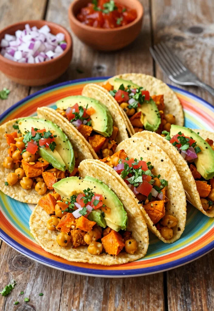 10 Five-Ingredient Vegetarian Recipes for Fast Simple Meals - 4. Sweet Potato & Chickpea Tacos
