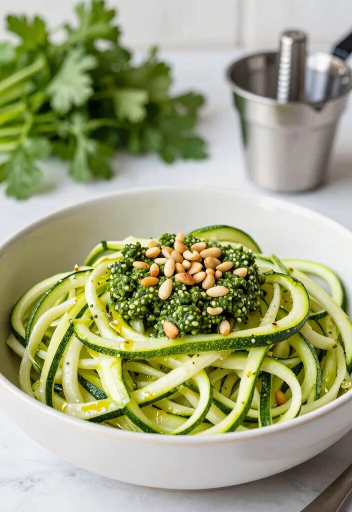 10 Five-Ingredient Vegetarian Recipes for Fast Simple Meals - 8. Zucchini Noodles with Pesto