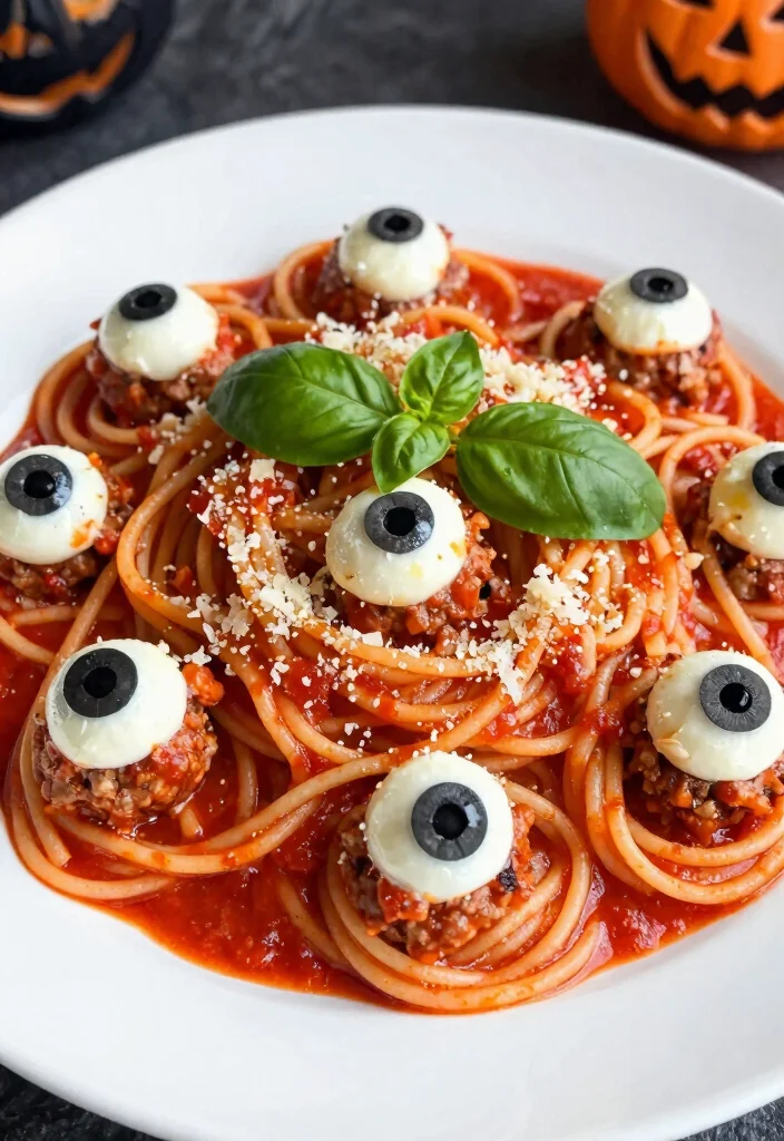 10 Halloween Dinner Recipes for Fun Simple Spooky Nights - 1. Spooky Eyeball Pasta