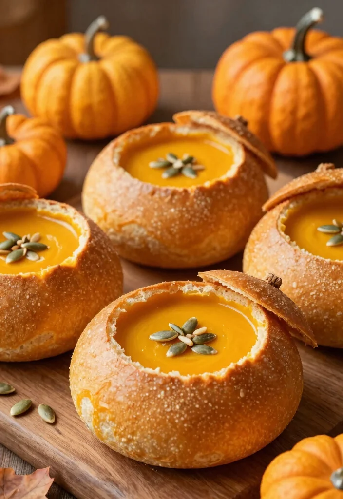 10 Halloween Dinner Recipes for Fun Simple Spooky Nights - 3. Pumpkin Soup in Bread Bowls
