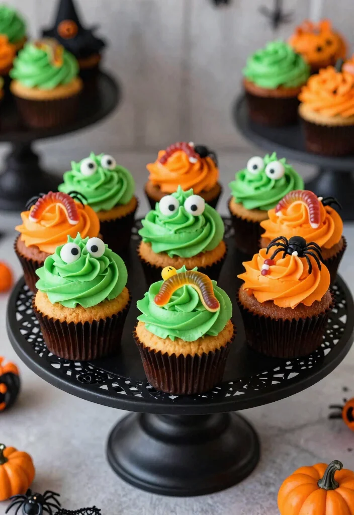 10 Halloween Dinner Recipes for Fun Simple Spooky Nights - 6. Creepy Crawly Cupcakes