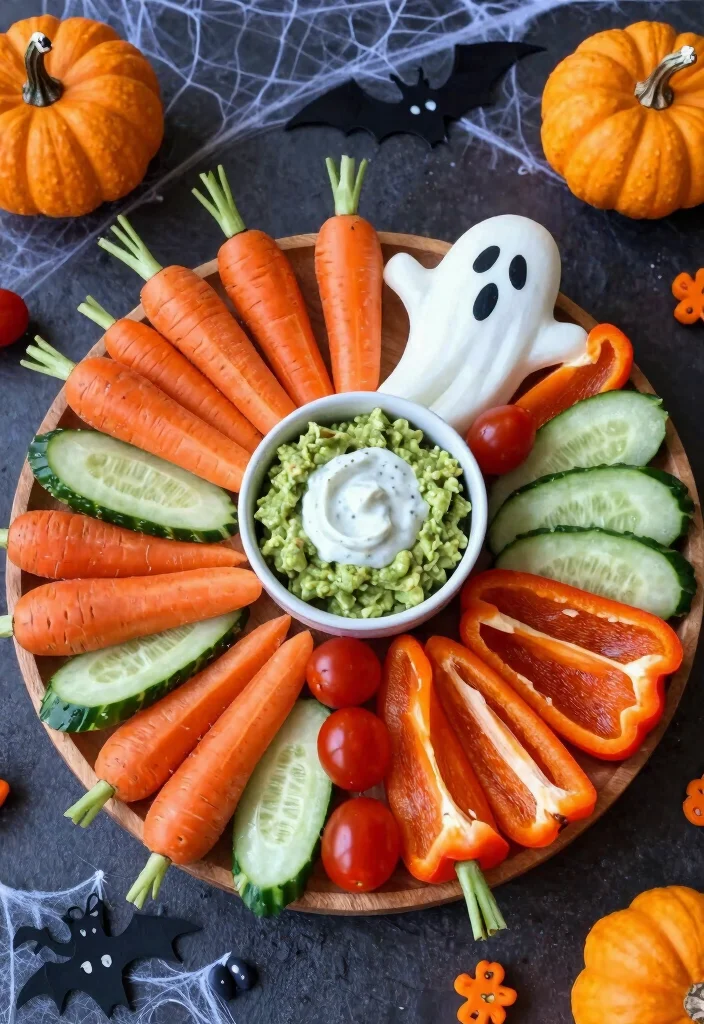 10 Halloween Dinner Recipes for Fun Simple Spooky Nights - 9. Halloween Veggie Platter