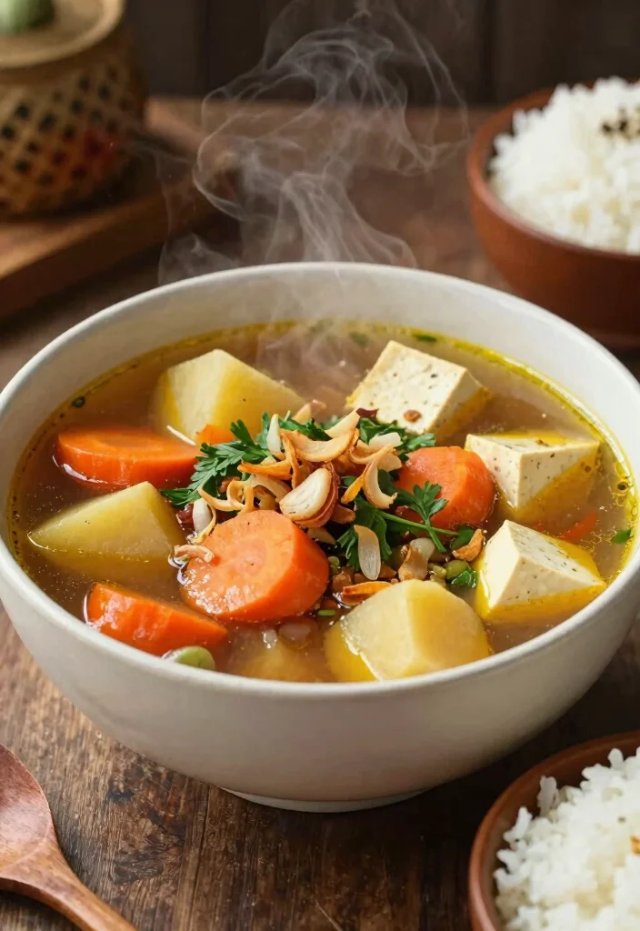 10 Indonesian Vegetarian Recipes for Bold Flavorful Plant Meals - 9. Soto Ayam: Indonesian Soup (Vegetarian Version)