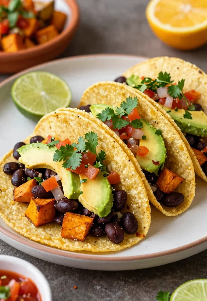 10 Iron-Rich Vegetarian Recipes for Easy Nourishing Eating - 8. Black Bean and Sweet Potato Tacos