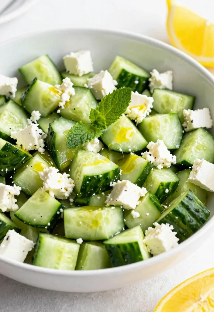 10 Keto Cucumber Recipes for Fresh Light Low-Carb Meals - 7. Cucumber & Feta Salad with Mint