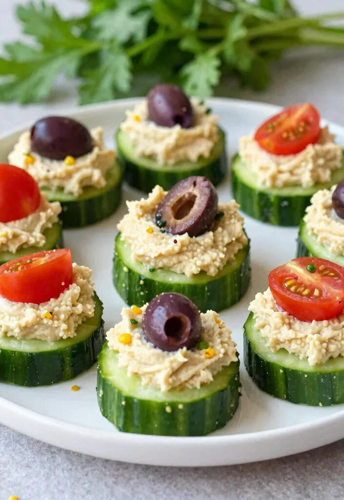 10 Keto Cucumber Recipes for Fresh Light Low-Carb Meals - 8. Cucumber Hummus Bites