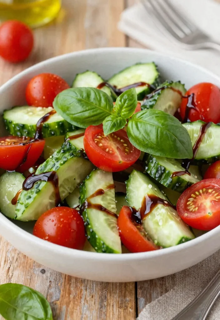 10 Keto Cucumber Recipes for Fresh Light Low-Carb Meals - 9. Cucumber & Tomato Salad with Balsamic Glaze