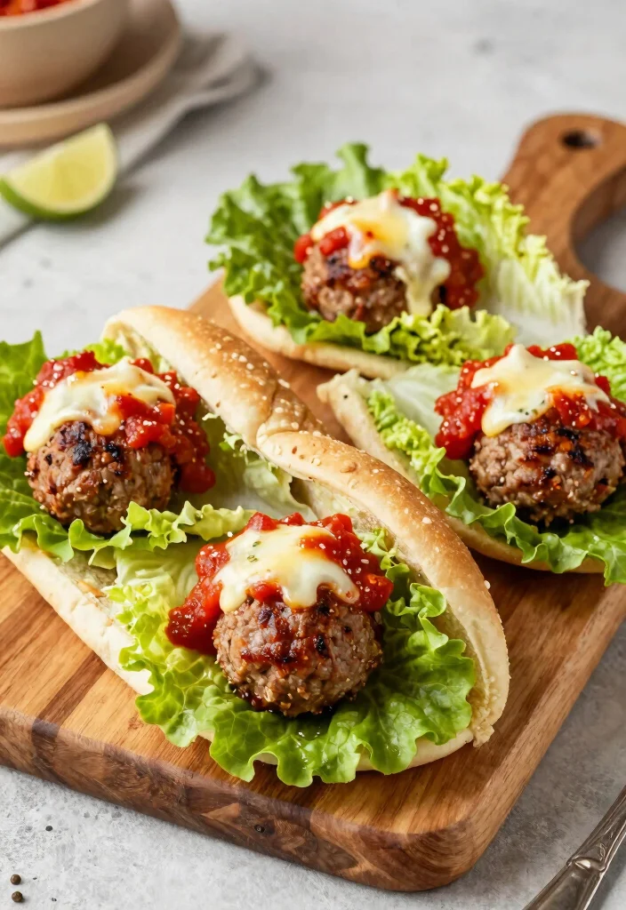 10 Keto Meatball Recipes for Easy Satisfying Low-Carb Meals - 9. Meatball Sub Lettuce Wraps
