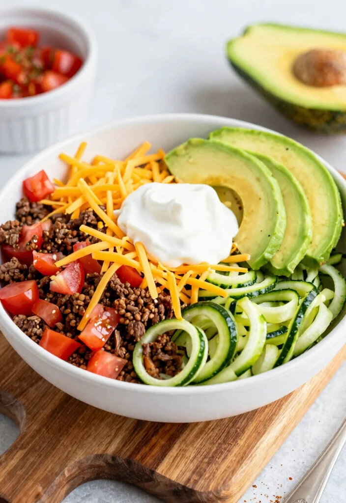 10 Keto Zoodle Recipes for Fresh Low-Carb Pasta Alternatives - 9. Taco Zoodle Bowl