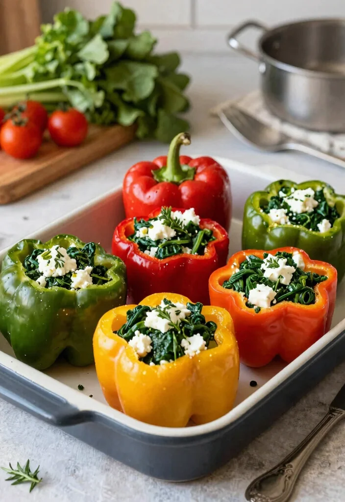 10 Low-Histamine Vegetarian Recipes for Gentle Simple Eating - 6. Spinach and Feta Stuffed Peppers