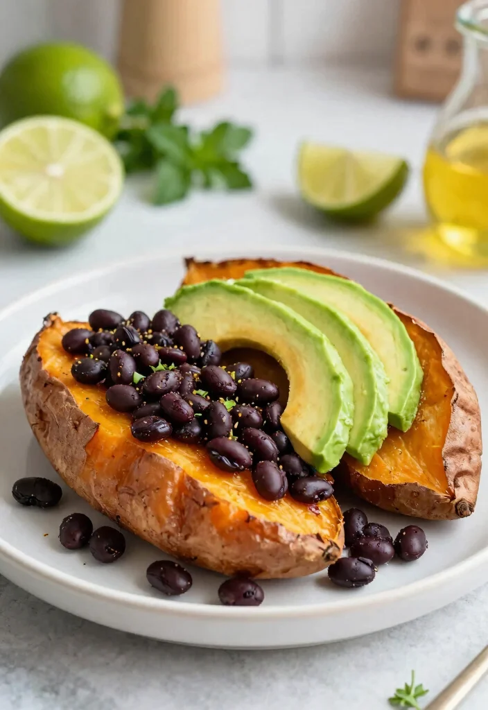 10 Low-Histamine Vegetarian Recipes for Gentle Simple Eating - 8. Baked Sweet Potato with Black Beans